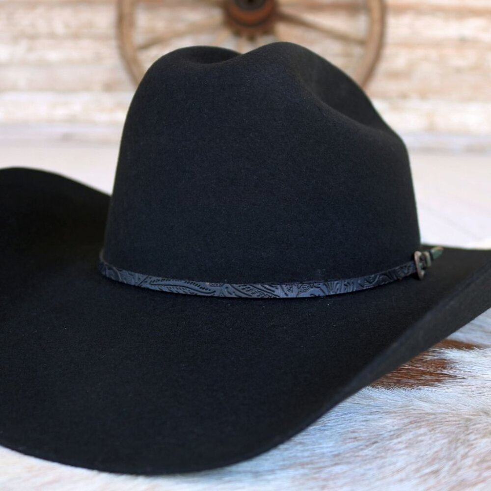 Stetson Red Rocks 3X Black Felt Cowboy Hat 7 1/4 - Picture 3 of 7
